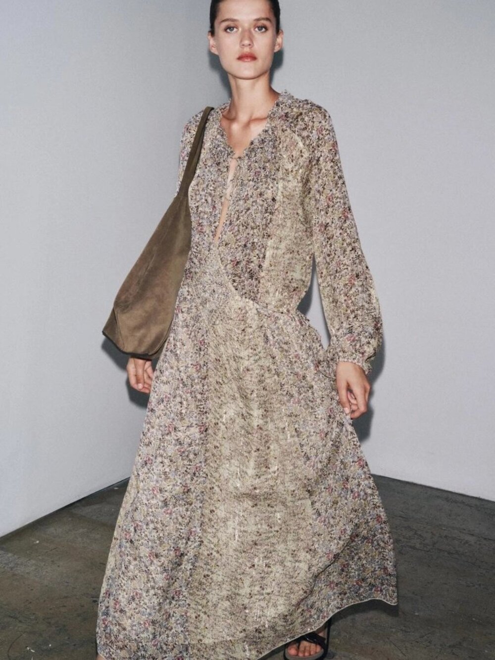 Zara ZW Collection Metallic Thread Maxi Dress Multicolored Size Large NWT - Picture 3 of 15